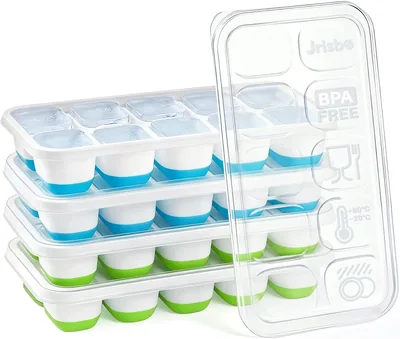 Moulages à glaçons en silicone avec couvercle, 4 pièces petit cube | Facile à retirer, certifié LFGB, sans BPA et flexible