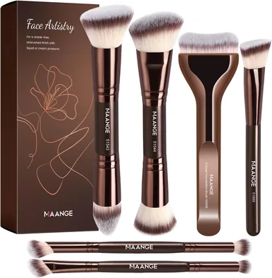 MAANGE Brochas para Maquillaje Profesional 6 Piezas con Caja de Regalo - 15% De Descuento