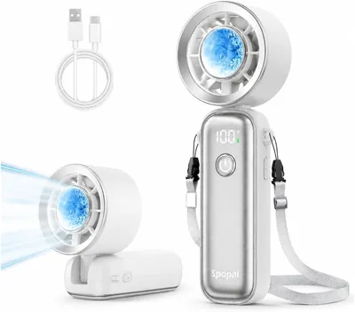 Spopal 5000mAh Ventilador Portátil Recargable con Enfriador, Turbo Potente | Autonomía de 15H, Vientos Fuertes de 10 m/s, Ple - 12% Off