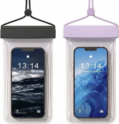 Poche étanche pour smartphone, lot de 2, IPX8, jusqu'à 7.2 pouces, 4 plis étanches | Compatible iPhone