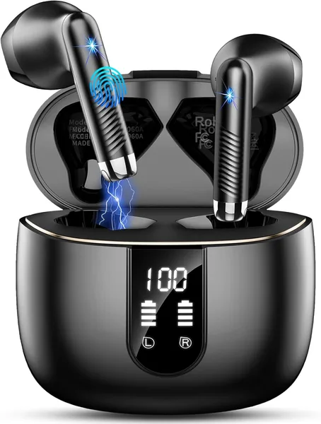 Wireless Bluetooth Headphones, Bluetooth 5.4 Earbuds 2026 Wireless Earbuds with 4 ENC Noise Reductio