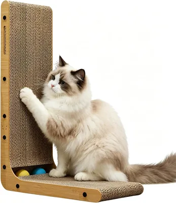 FA PLUS Cat Scratcher, 60cm L Shape Wall Mounted with Balls
