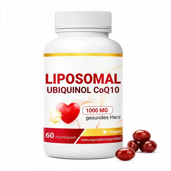 Liposomale Ubiquinol CoQ10 1000mg Kompleks - Aktiv koenzim Q10 Supplement - Hög absorberbar vegansk kapslar - 60 st