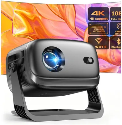 Proyector 4K Mini Portátil con Android, 20000L Proyección Inteligente, Enfoque Automático, WiFi 6 y Bluetooth 5 - 23% de Descuento