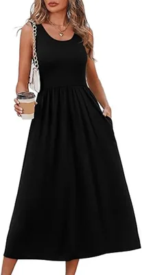 Vestido Largo sin Mangas UIV@SH para Mujer, Floral de Colo con Bolsillos, Mejor Trato