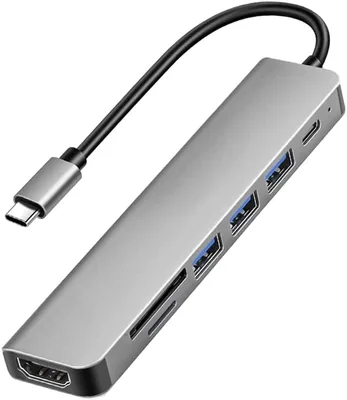 Healife 7-w-1 Hub USB-C z HDMI 4K, PD 100W, 1x USB 3.0 + 2x USB 2.0, czytnik kart SD/TF - kompatybilny z MacBook, Dell XP