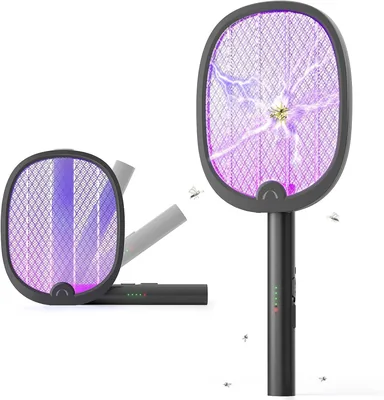 YISSVIC 3 in 1 Racket Elettrico Antizanzare Pieghevole con Lampada Attraente a LED, Caricamento USB, 1800mAh - 58% di Sconto
