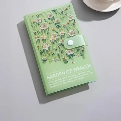 كتاب توفير الرسم الزيتي ثلاثي الأبعاد، تحدي المحفظة النقدية لمدة 100 يوم، منظم محفظة الجيب مفكر مع زر إغلاق