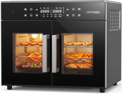 10-in-1 Multifunction, 360° Auto Rotisserie Spit, Convection Oven, Easy-Clean Enamel Tray - Dehydrat
