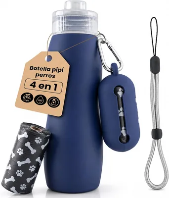 Botella para Orina de Perro 400 ml Pack 4 en 1 | Evita Multas en la Calle | Libre de BPA | Incluye Dispensador de Bolsas