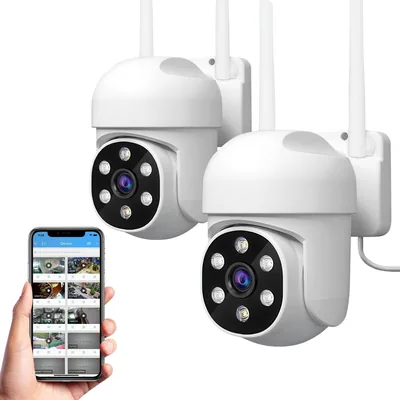 Kit de Câmera de Segurança com Wi-Fi 1080p 360° HD à Prova d'Água Infravermelho para Uso Externo - Visão Noturna e Diálogo