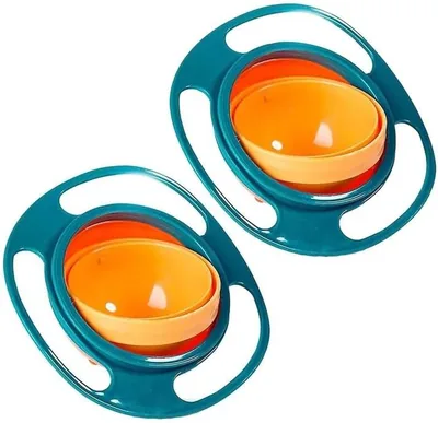 360° Rotating Snack Bowl with Lid - Spill-Resistant PP Plastic for Dry Snacks (Blue & Orange) Best Deal