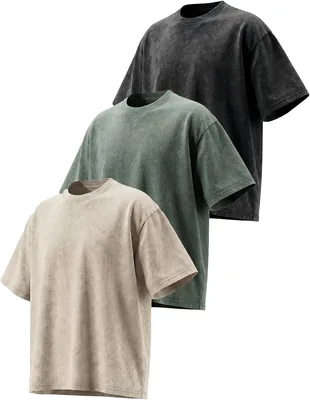 Camisetas de gran tamaño para hombre, estilo clásico con lavado ácido, hombros caídos, ajuste holgado - Mejor Precio