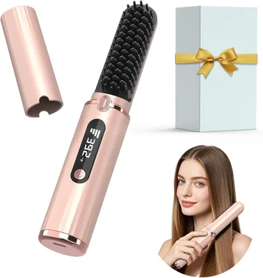 Brosse lissante KARFUN pour cheveux sans fil avec écran LED, 4 niveaux de température - Meilleur prix