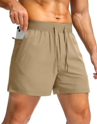 Pantalones cortos de correr para hombre, 7 pulgadas, con bolsillos cerrados, ligeros y de secado rápido para gimnasio