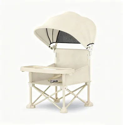 Neuytiky 4 en 1 Silla de Playa Bebé, Silla Camping para Bebé con Toldo y Banda Extraíble, Trona Portátil