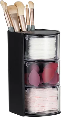 OLegei 3-Layer Hair Accessory Organizer with Combs Holder, Black