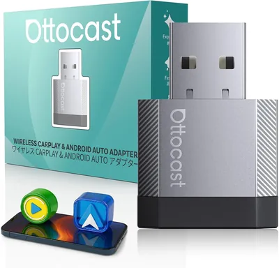 OTTOCAST 2 i 1 Wireless CarPlay och Android Auto Adapter, Mini Nova 2026, Ultra-Kompakt, Med Stöd för ChatGPT