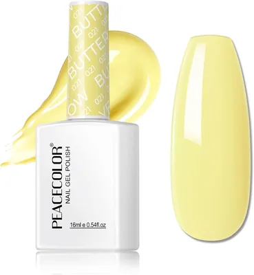 PEACECOLOR Semi-permanente Esmaltes de Uñas Amarillo Pastel | 15 ml Esmaltes Amarillos Fáciles de Aplicar Necesita Lámpara UV/LED
