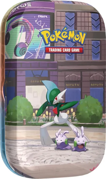 Pokémon - Trading Card Game: Mini Tin Box Illumina City mit Galagladi & Viscora (2 Booster Packs, 1 Bildkarte und 1 Aufkleber)