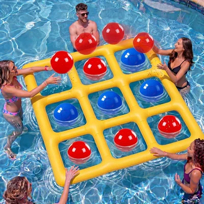 BYHANG Juego de Juguetes Inflables para Piscina, 3 en Raya con 10 Pelotas, Impermeable, Oferta 33% Descuento