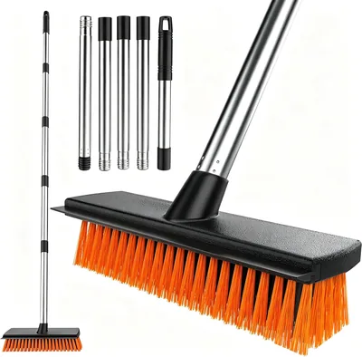 Gatafärd, Street Broom med hållbar 27 cm härligt vaskhuvud och 145 cm lång håll, utomhusbrom for effektiv rengörelse
