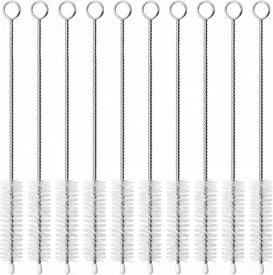 10 piezas Limpia popotes, Cepillo para Lavar, popotes de Acero Inoxidable, Cepillo de Nylon Suave No Daña Utensilios, Reutilizable, L (12% Off)