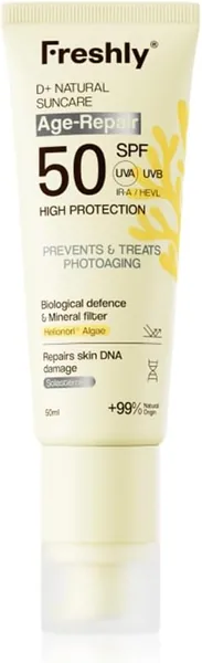 Freshly Fotoprotector Antiarrugas Natural SPF 50+ | Crema Facial Solar Mineral | 50 ml | Filtros Minerales y Antioxidantes