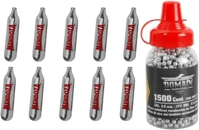 Mendoza Pack: 10 Tanques Co2 para Pistola + 1500 Balines - Mejor Oferta