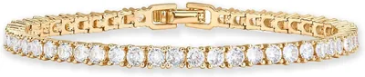 Tennis Bracelet Gold Plated Cubic Zirconia 4mm Sparkling