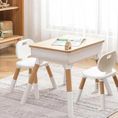 Oasisgalore Kids Table & 2 Chairs Set - Multi-Activity with Storage Best Deal