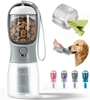 CieloAzul Botella de Agua para Perro 3 en 1, 300 ml Bebedero para Perro Portátil, con 1 Rollo de Bolsas de Basura Biodegradables - Mejor Oferta