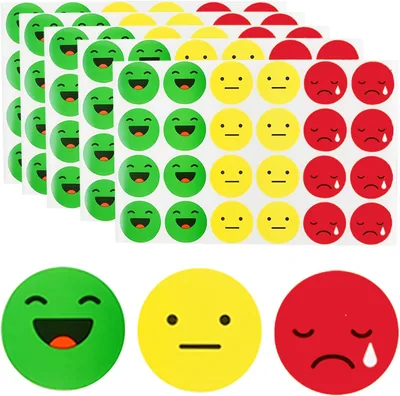 1200pcs Emotion Stickers for Teachers - 1 Inch Round Red Yellow Green Reward Labels