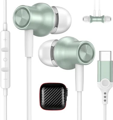 USB C Headphone för Samsung Galaxy A36 A56 A26 A17 5G A57 A37 A35 A55 S26 | In-ear kopfon med kabel och mik