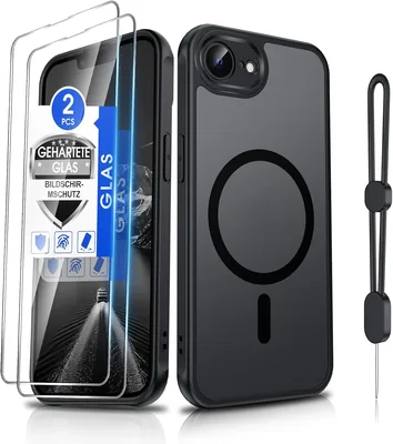 Dizn Magnetyczne etui na iPhone 16E/17E - 2 szkło ochronne, ochrona aparatu, kompatybilne z MagSafe, matowe
