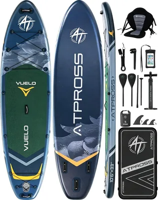 ATPROSS Inflatable Paddle Board con Asiento de Kayak y Accesorios, 320 x 84 cm Extra Ancho Sup para 2 Personas, Capacidad 200 kg, Estabil