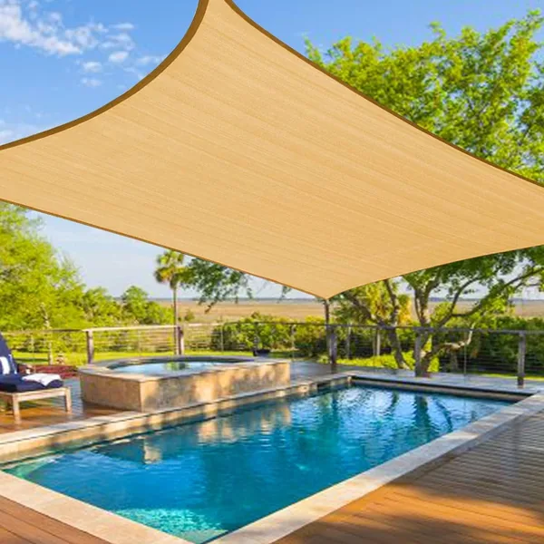Rectangle Sun Shade Sail Sand Colour 95% UV Blocking Canopy for Patio Backyard Garden Carport