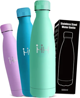 Mujigaga Bottiglia d'Acqua Isolata, 500 ml, Senza BPA, in Acciaio Inossidabile, Senza Perdite, 0.5 Litri, 18/8 Acciaio Inossidabile