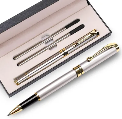 Luxury Steel Ballpoint Pen Set - Professional Gift, 0.5mm Black Refill, Classy Box