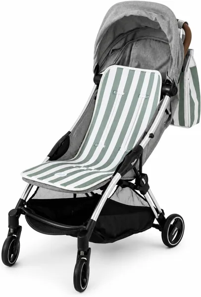 Baby Steps Universal Baby Mat 34 x 84 cm and/or Trolley Organiser Bag 35 x 33 x 10 cm - Accessories Pushchair - Breathable 3D - Pack Available (Mat Stripes Green Khaki)