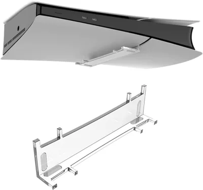 حامل محسن شفاف لـ PS5 Slim، حامل أفقي للكونسول مع قاعدة مستقرة، تصميم توفير المساحة لأقراص و أجهزة التحكم