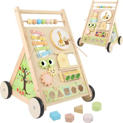 Montessori Wooden Baby Walker, Sit to Stand Learning Toy, Early Educational Activity Center