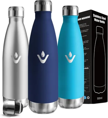 Mujigaga Bottiglia d'Acqua - 500 ml - Termica, Senza BPA, in Acciaio Inossidabile, Senza Perdite, in Metallo