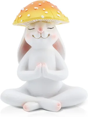 LOVIN Produkts Meditationskanin Staty 11cm i Harts - Yoga Kanin Figur för Skrivbord, Vardagsrum, Kontor, Patio & Trädgård, Söt Best Deal