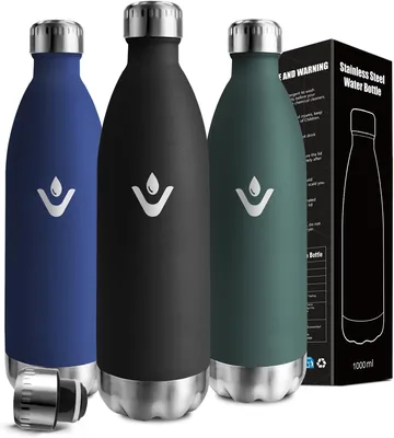 Bouteille d'eau 1L - Bouteille Isolée, Sans BPA, en Acier Inoxydable, Froid 24h et Chaud 12h, Bouteille Isolée, Sans Fuite