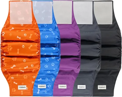 YOSEPATI 5 Pack Male Dog Diapers Reusable Belly Bands