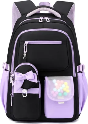 VIDOSCLA Princess Backpack 16% Off - Black+purple Kids School Bag