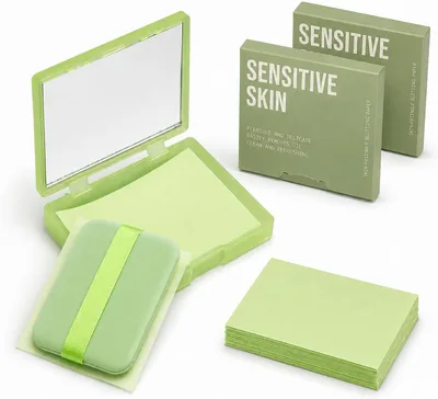 300 Sheet Blotting Paper Set - Oil Absorbing Face Papers with Mirror & Refillable Puff Best Deal