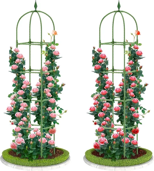 LATERN 1,8 m Trädgård Obelisk Spaljé för Klätterväxter Grön - 21% Off