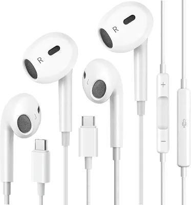 2 Pack USB C Headphones, Wired Earbuds for iPhone 17 16 15 Pro Max, 16e, 16 Plus & 15 Plus, USBC Ear